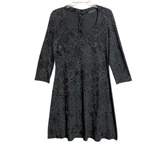 Cut Loose Womens Floral Jacquard Dress M Black Gray Relaxed Textured Whimsigoth